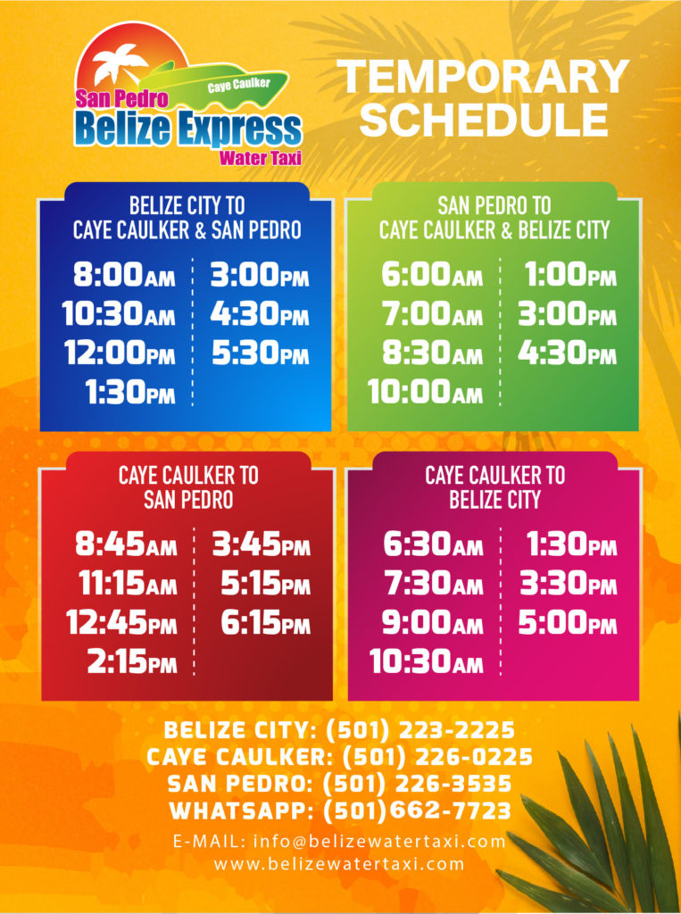 schedule-san-pedro-belize-express-water-taxi-limited